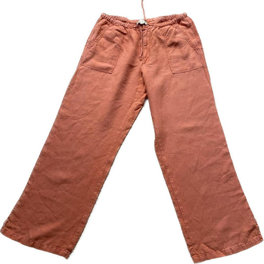 00s 100% linen coral trousers 30”