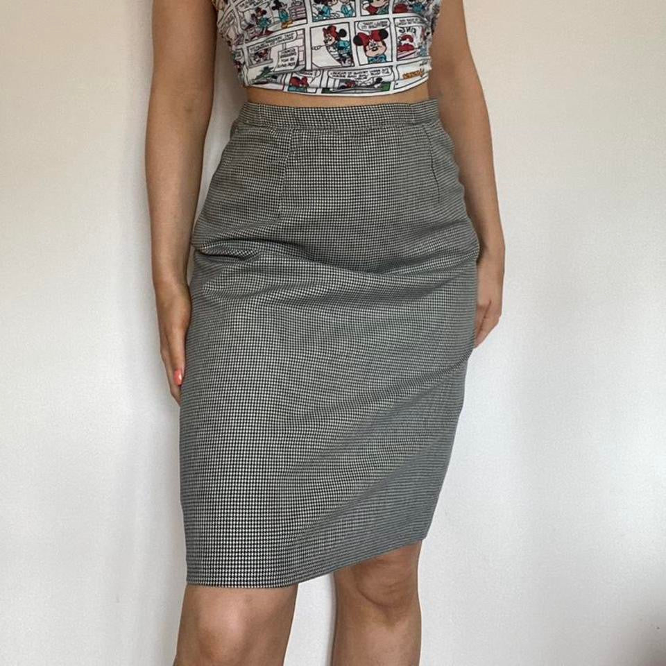 Dogtooth black & white midi skirt w28”