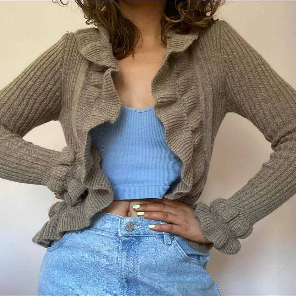 00s brown wool cardigan small