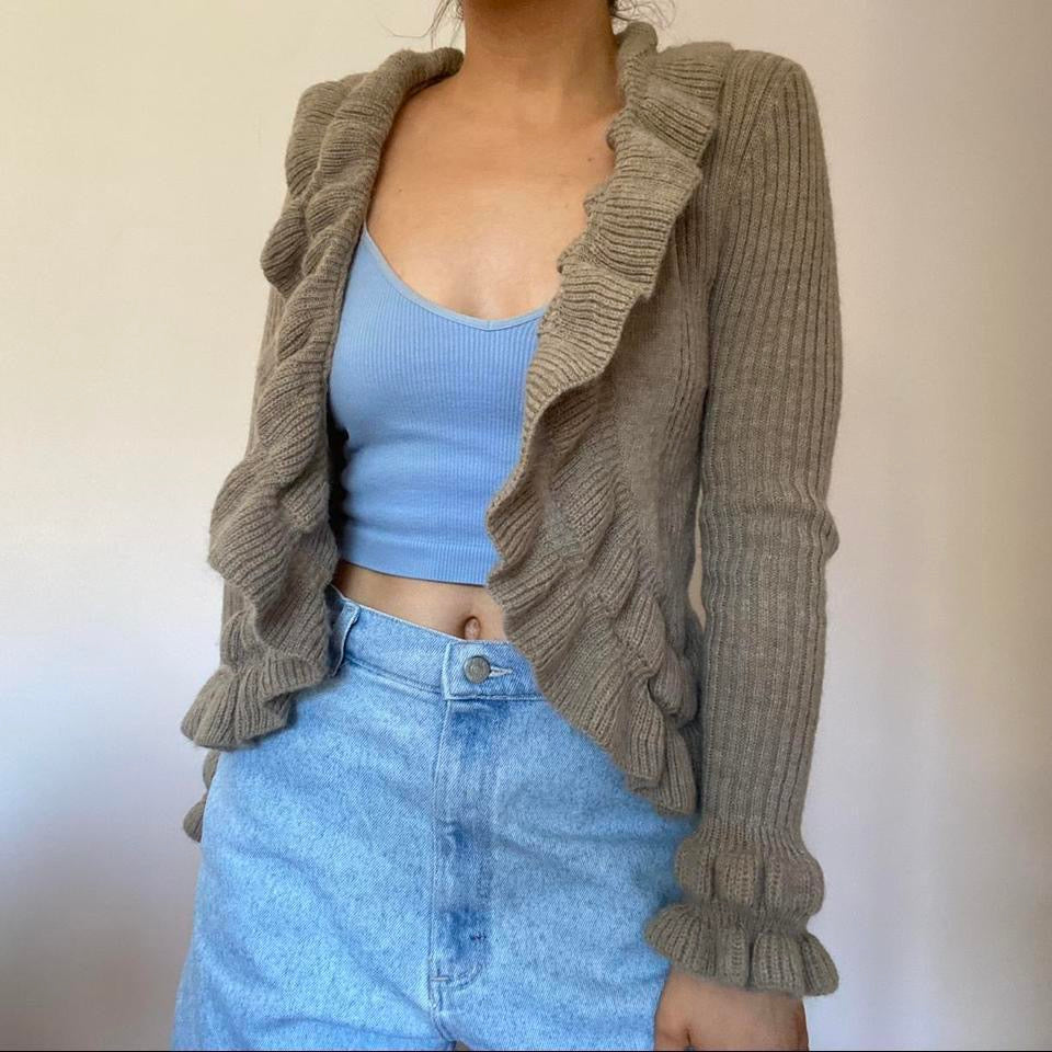 00s brown wool cardigan small
