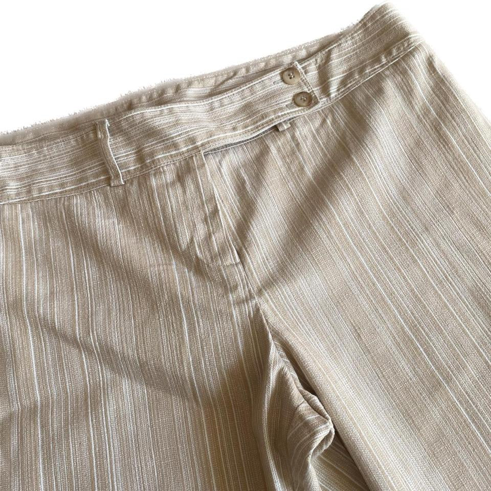 00s tan pinstripe trousers 16