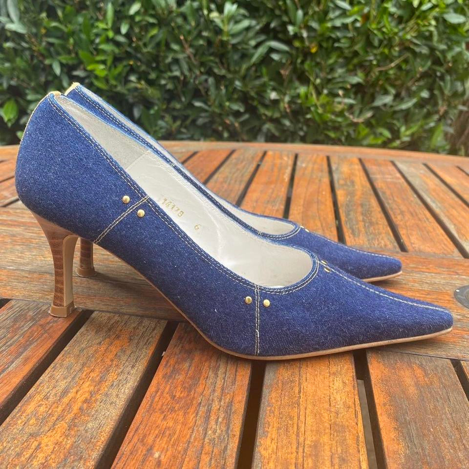 Denim court heels 6