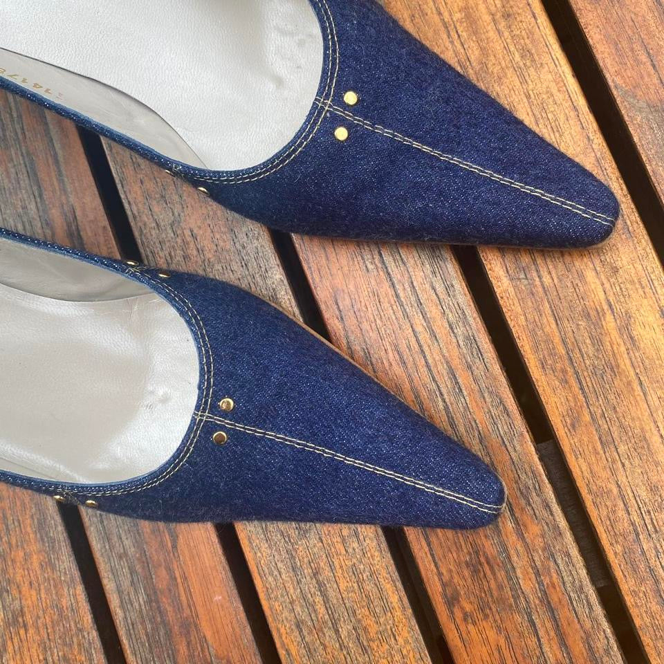 Denim court heels 6