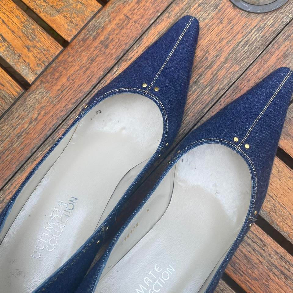 Denim court heels 6