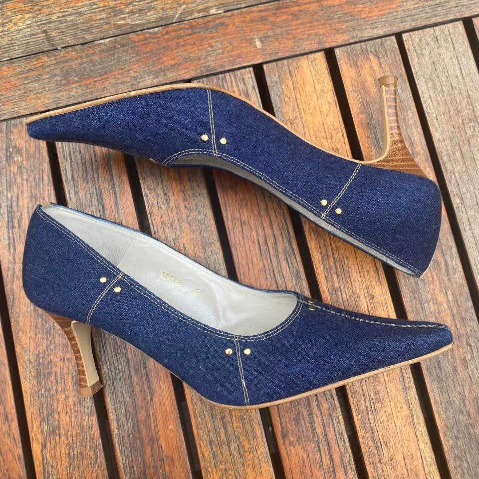 Denim court heels 6