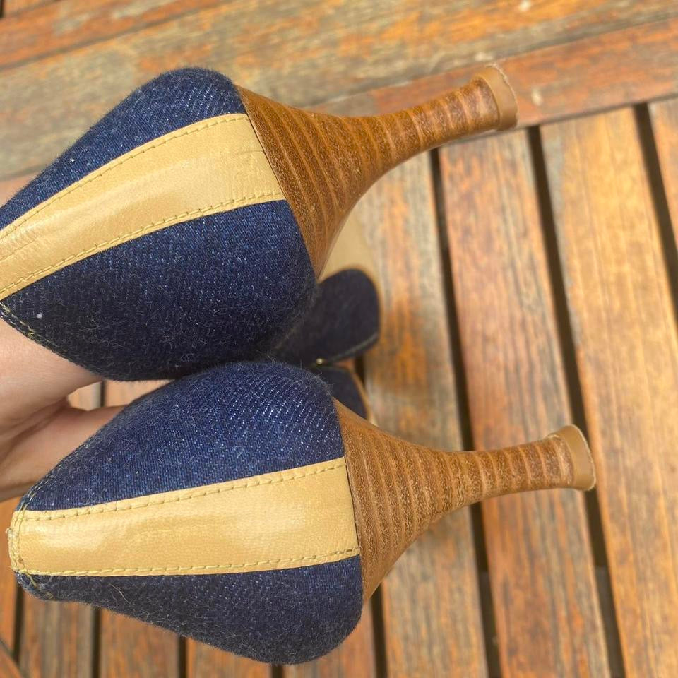 Denim court heels 6