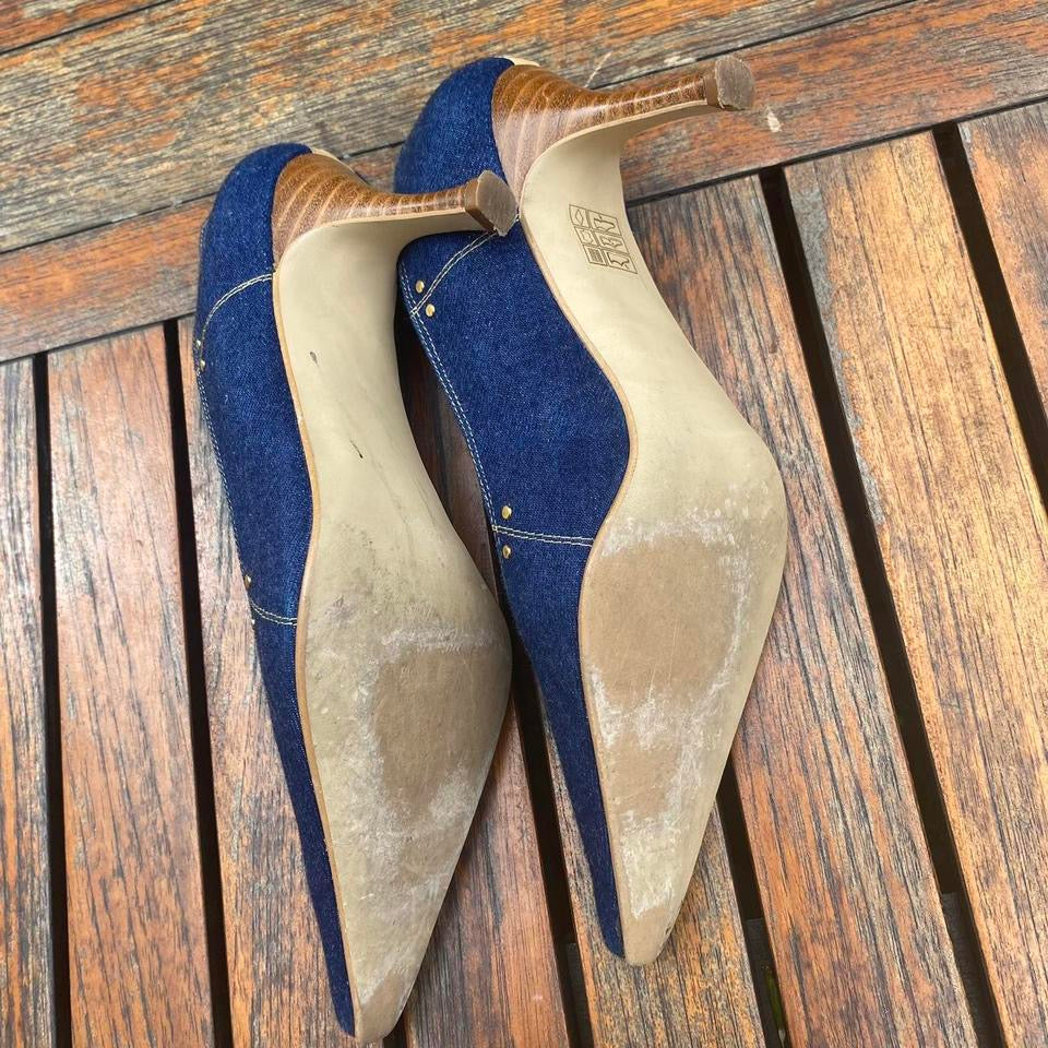 Denim court heels 6