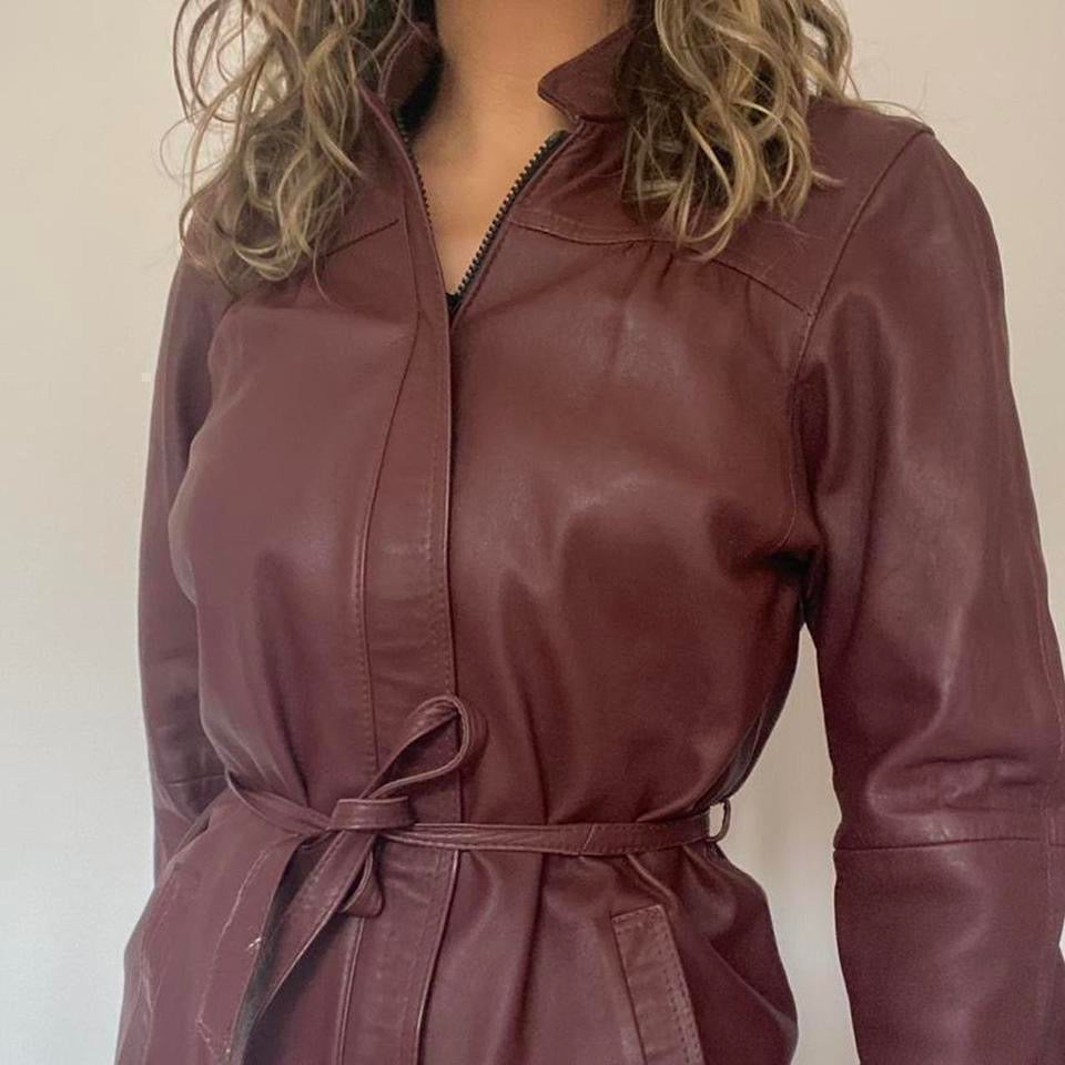 Burgundy leather jacket small