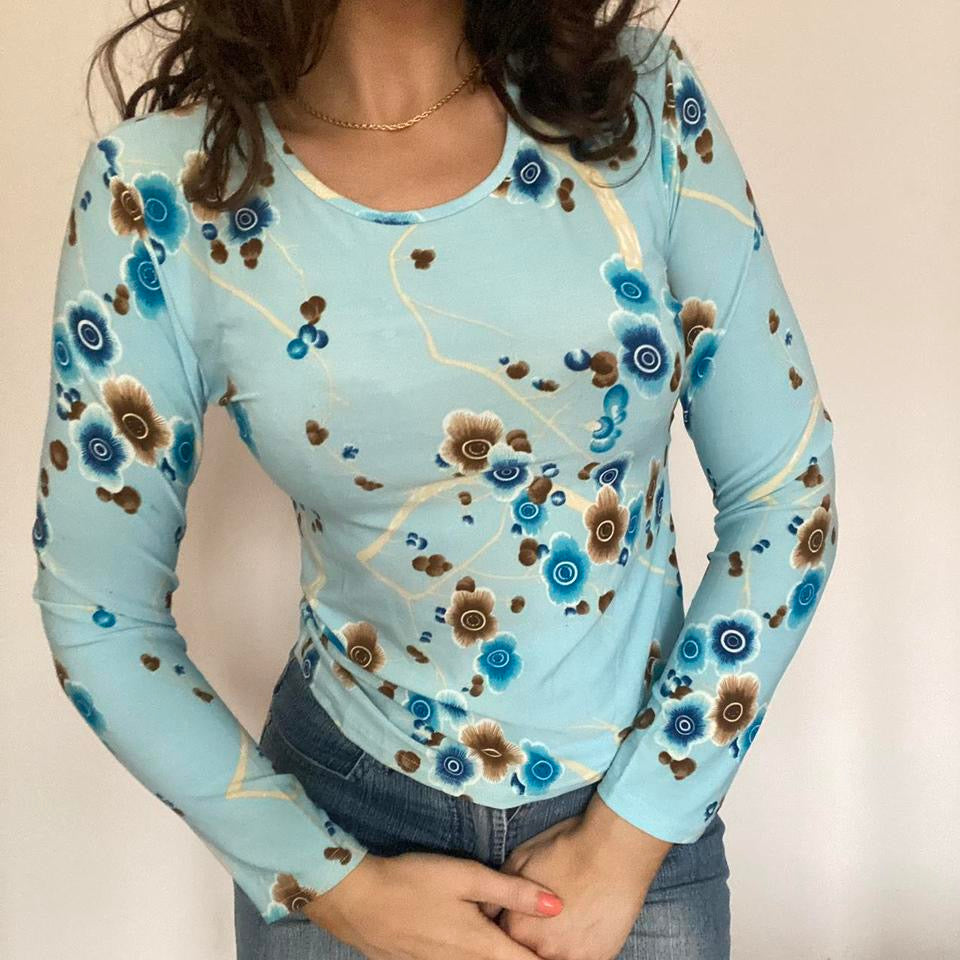 00s floral graphic top S/M