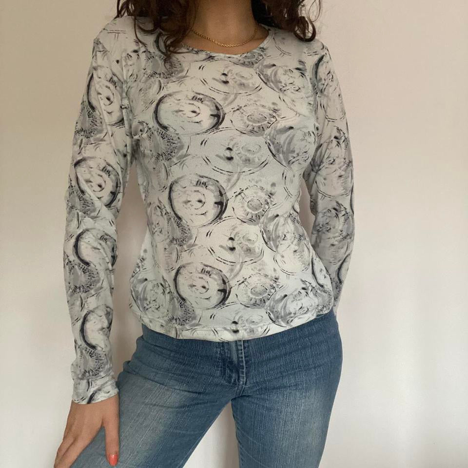 00s grey graphic top large