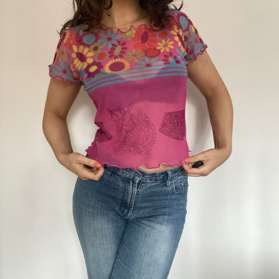 00s pink mesh top M/L