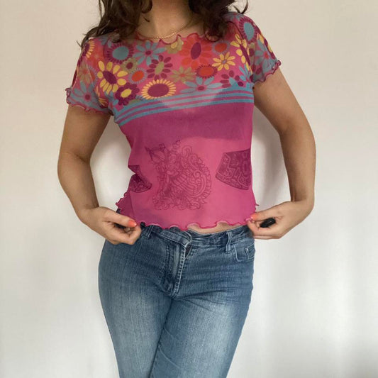 00s pink mesh top M/L