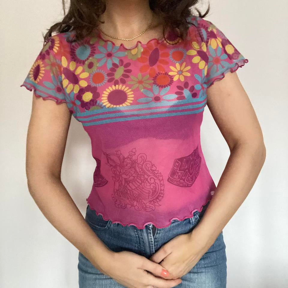 00s pink mesh top M/L