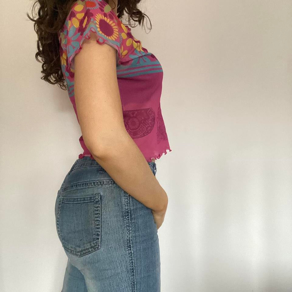 00s pink mesh top M/L