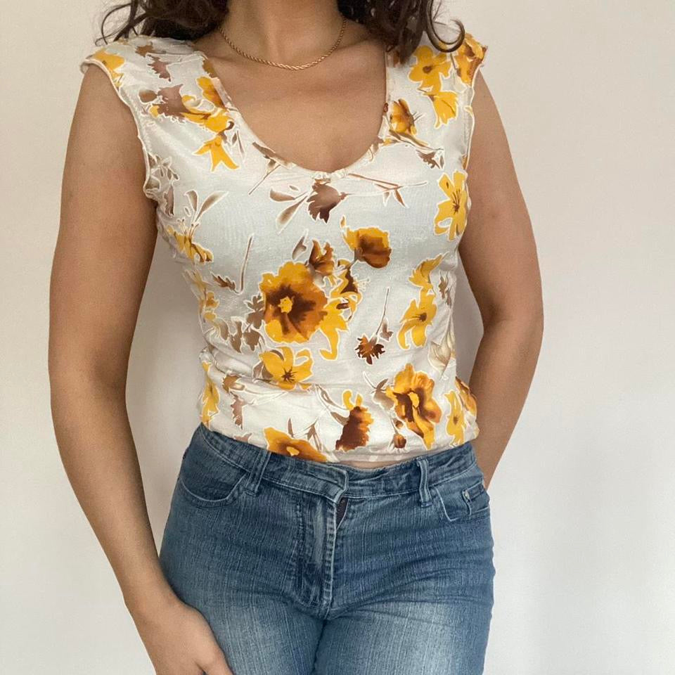 00s floral mesh top S/M