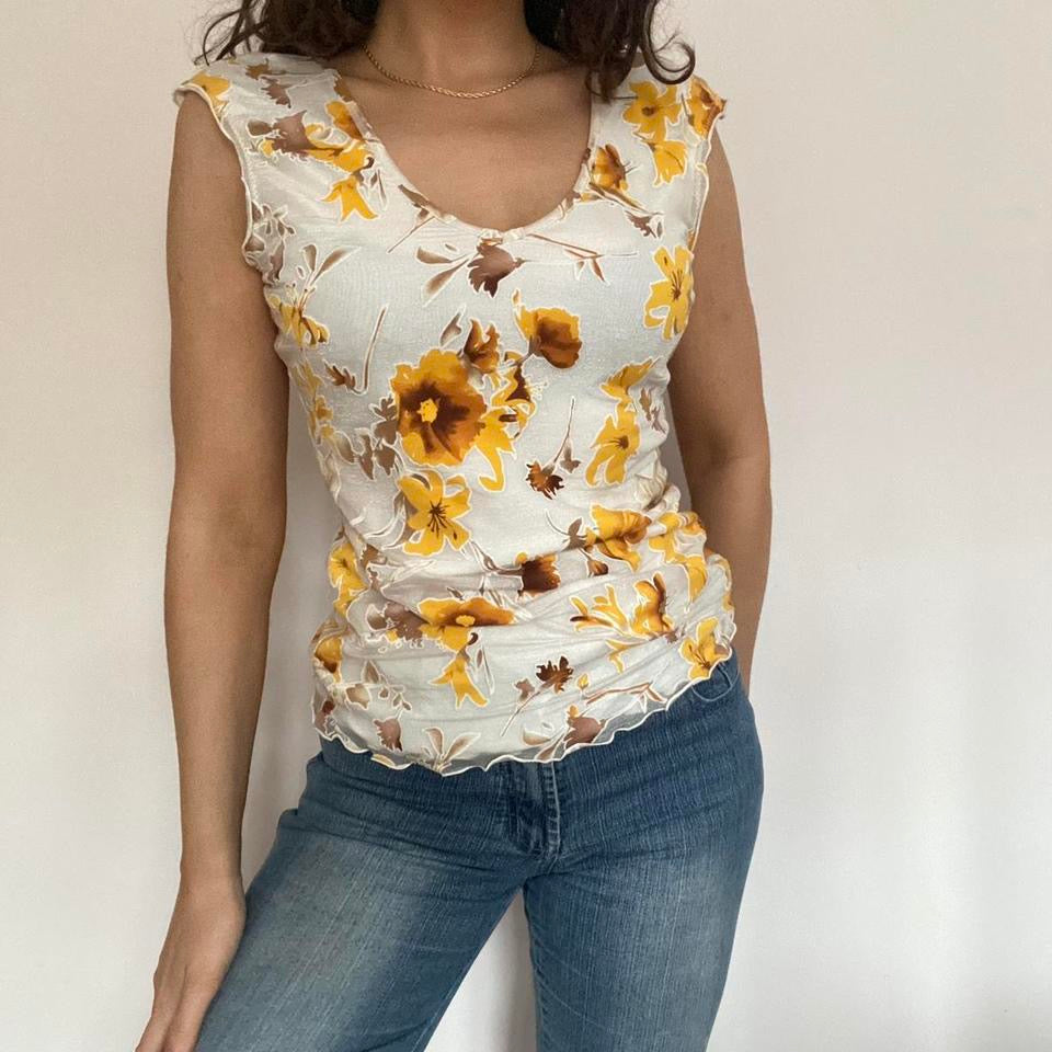 00s floral mesh top S/M