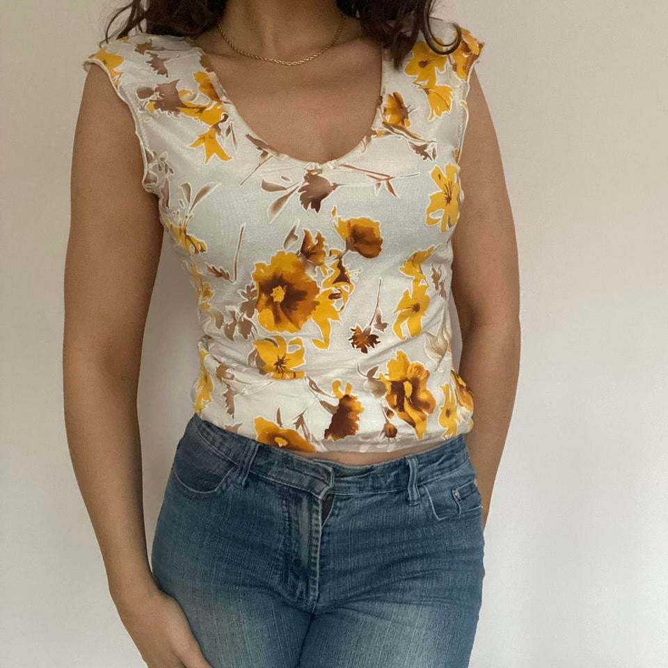 00s floral mesh top S/M