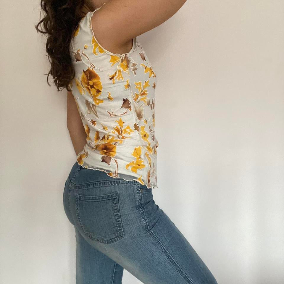 00s floral mesh top S/M