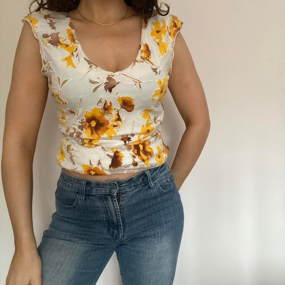 00s floral mesh top S/M