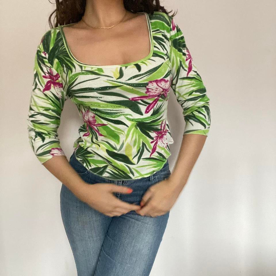 00s green floral medium