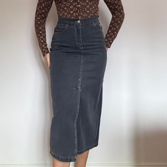 00s denim midi skirt w29