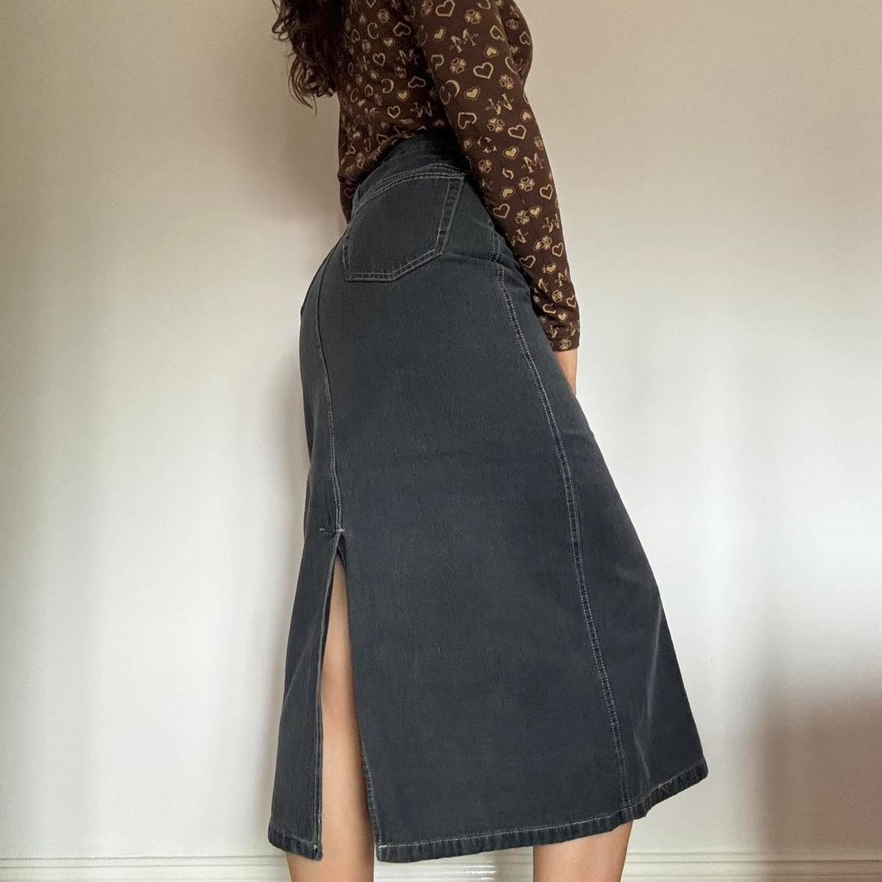 00s denim midi skirt w29