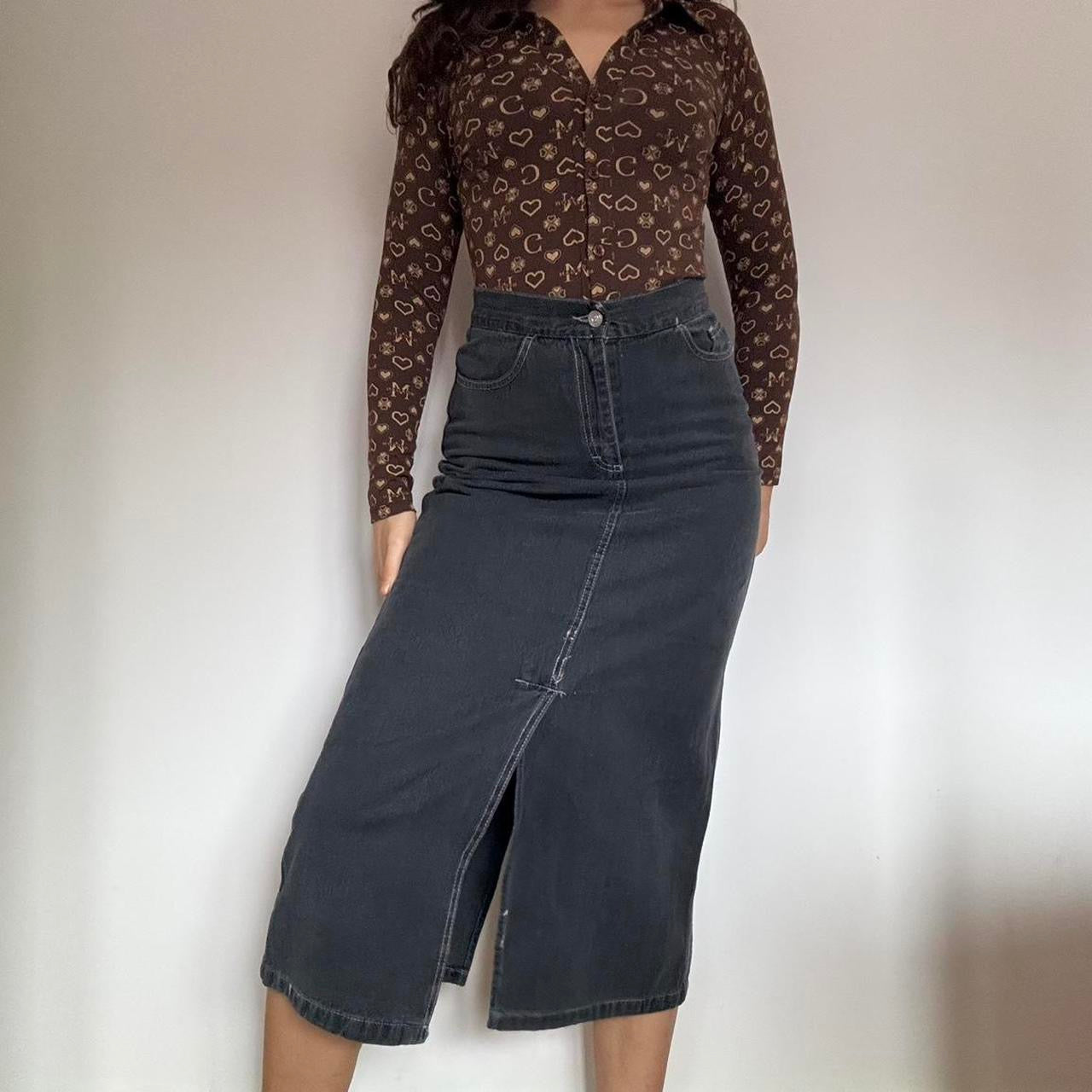 00s denim midi skirt w29