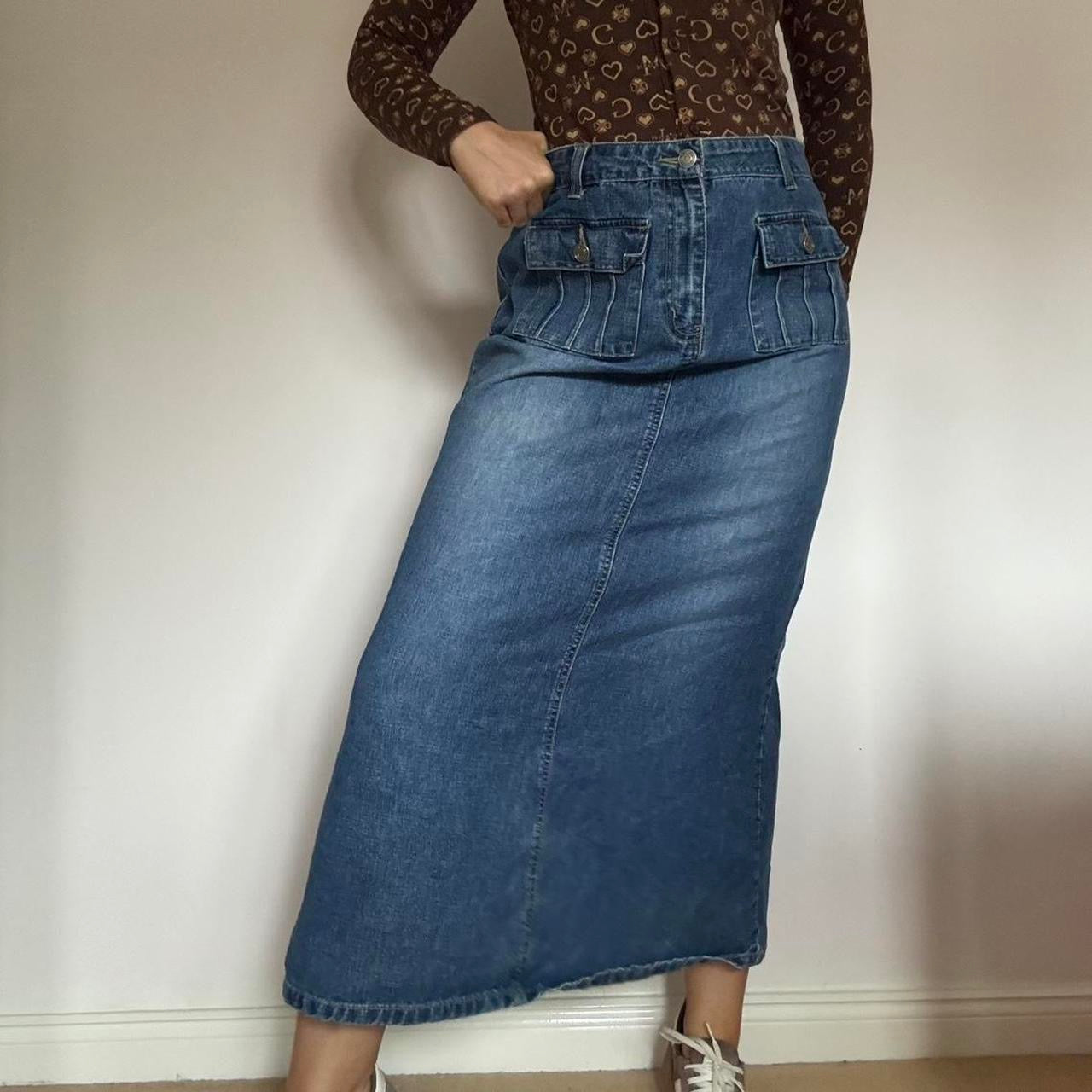 00s denim midi skirt w34