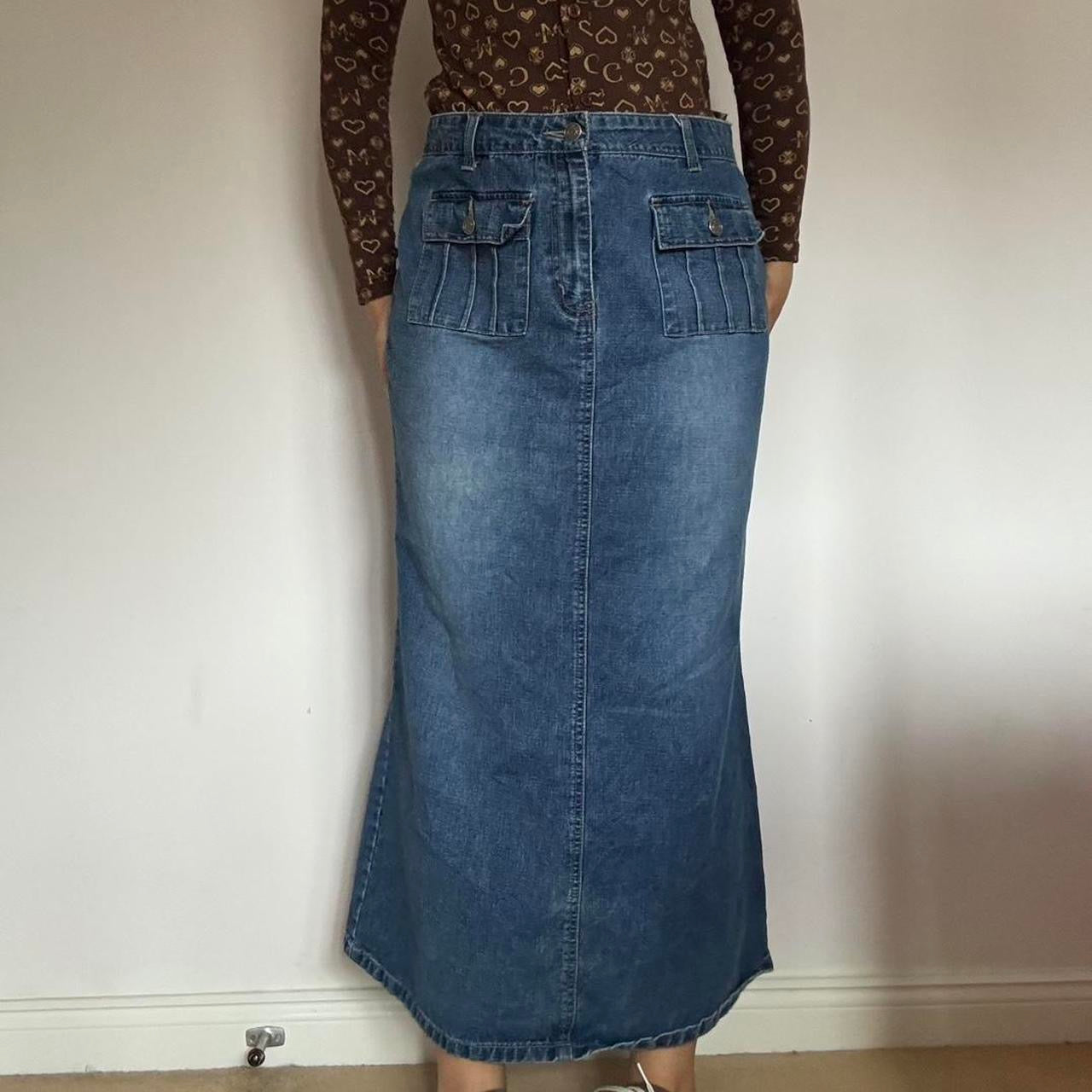 00s denim midi skirt w34