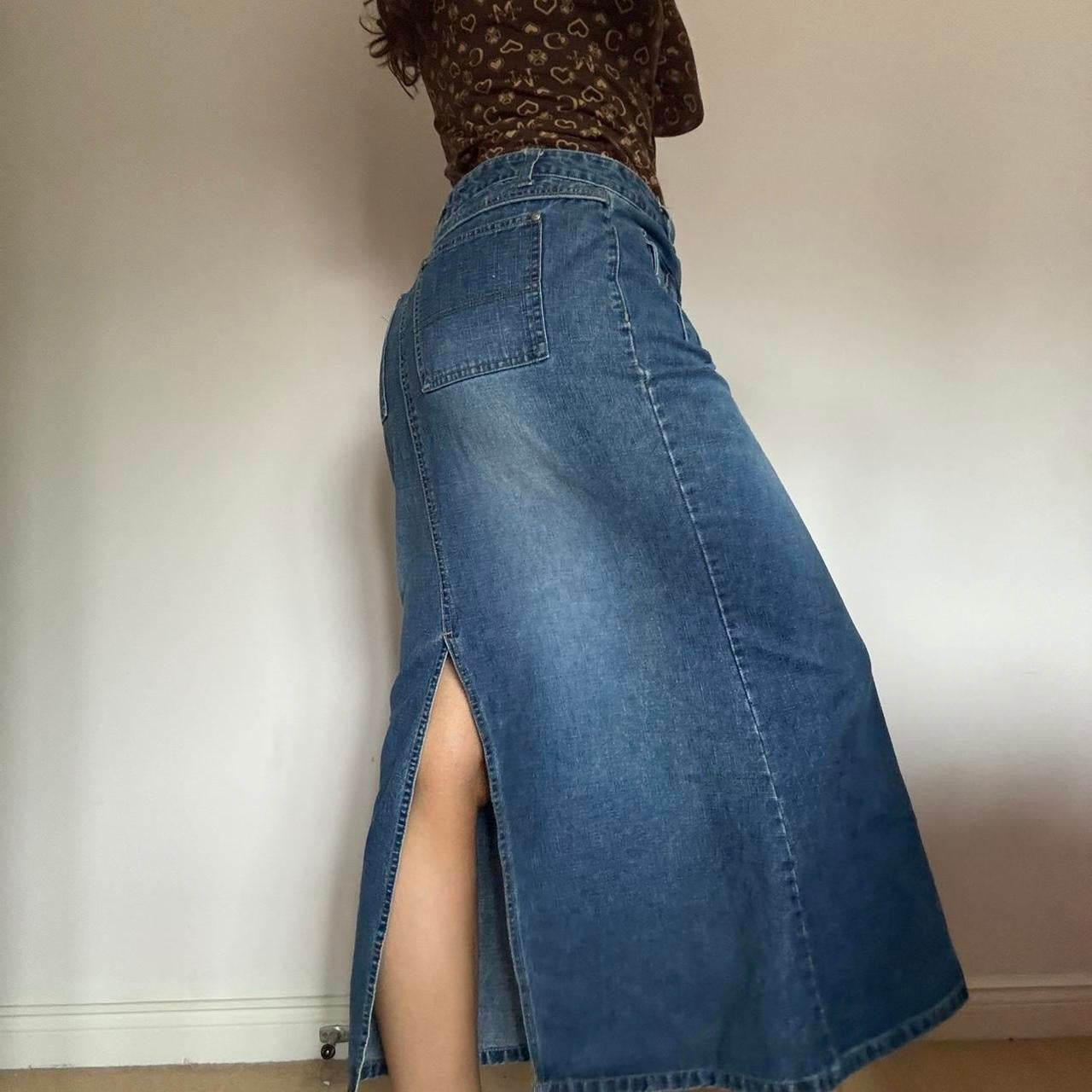 00s denim midi skirt w34