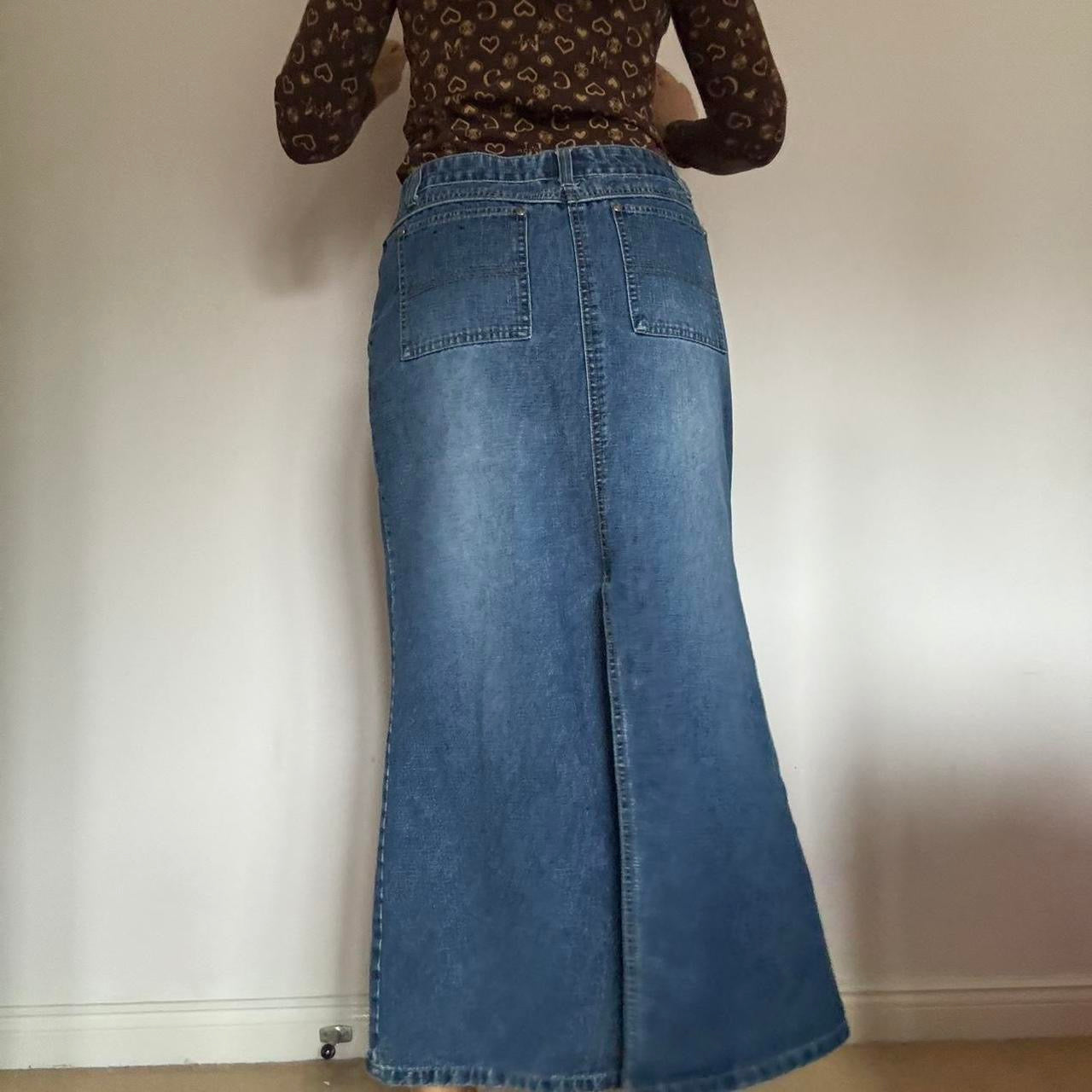 00s denim midi skirt w34