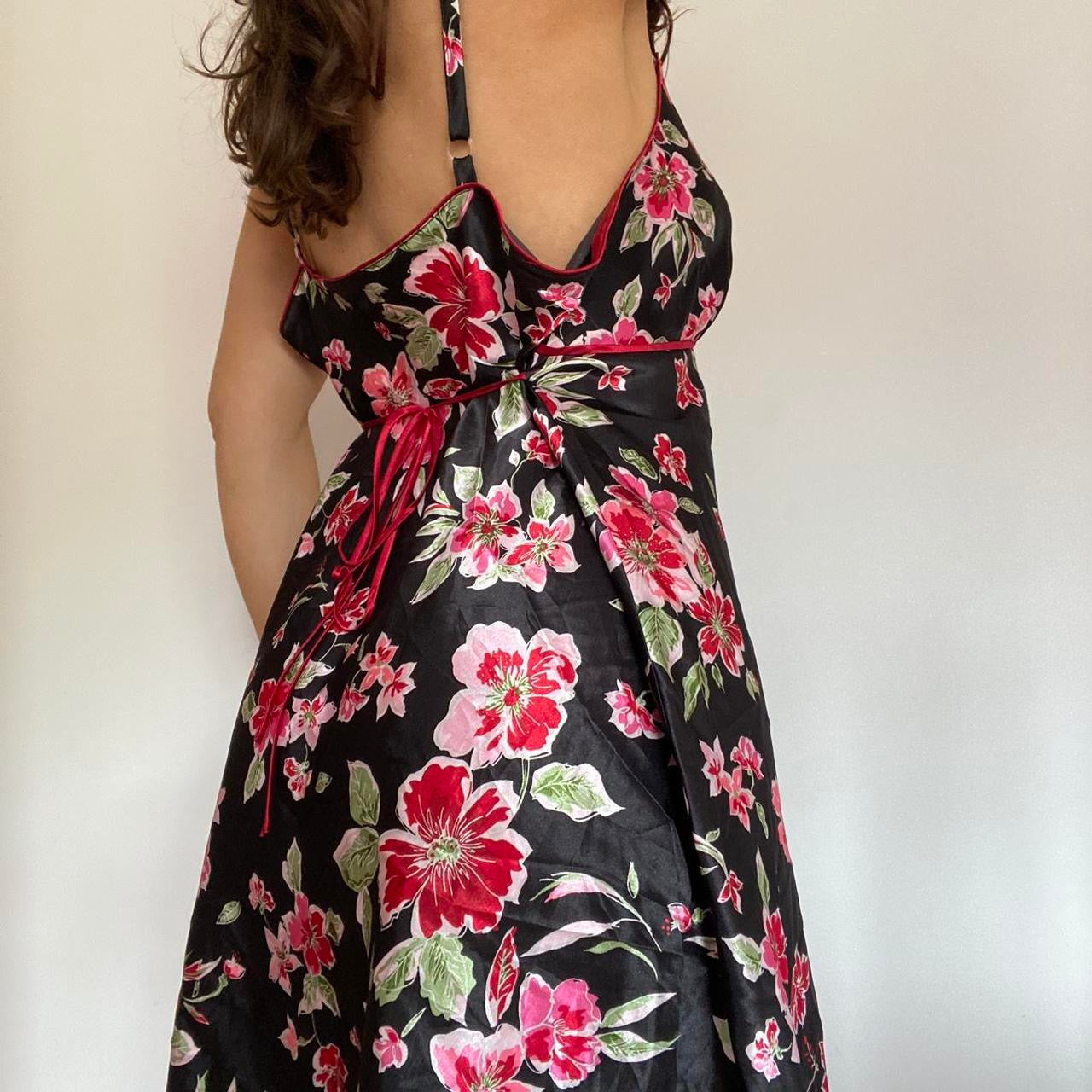 Floral satin dress L