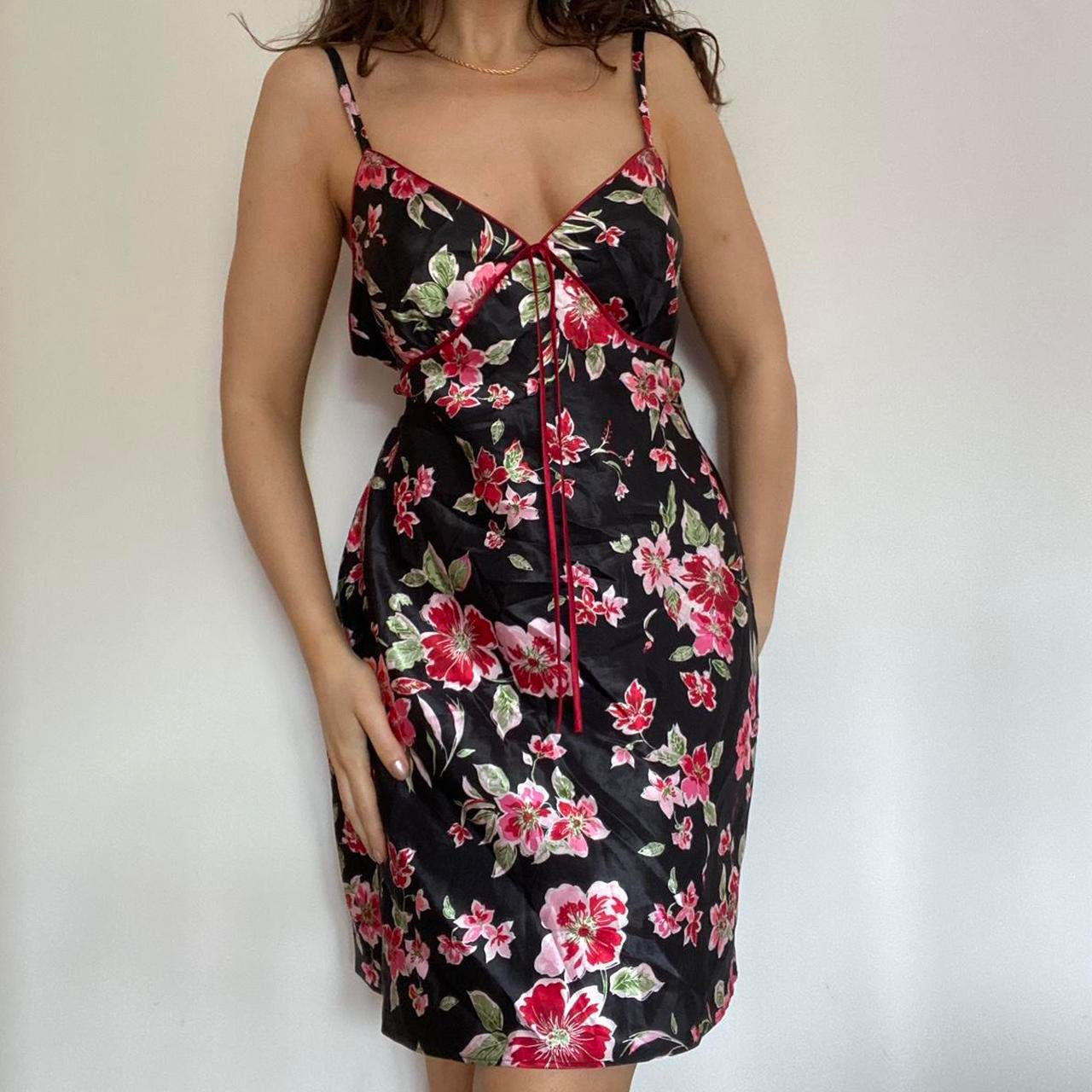 Floral satin dress L