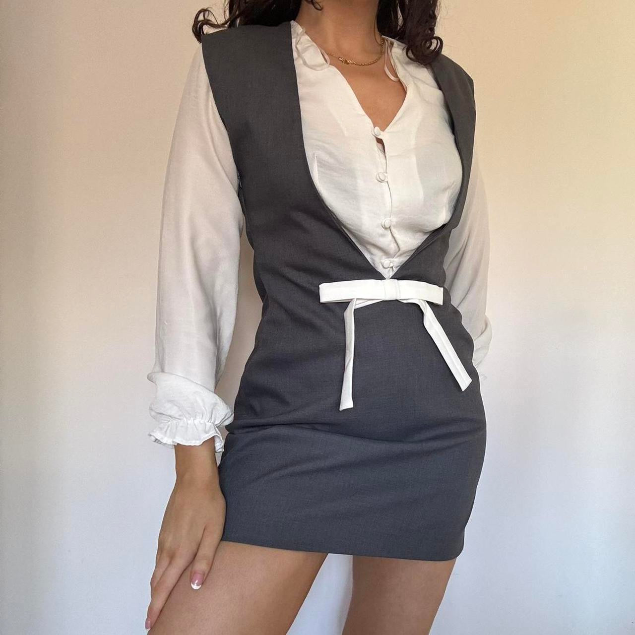 Office siren pinafore dress S