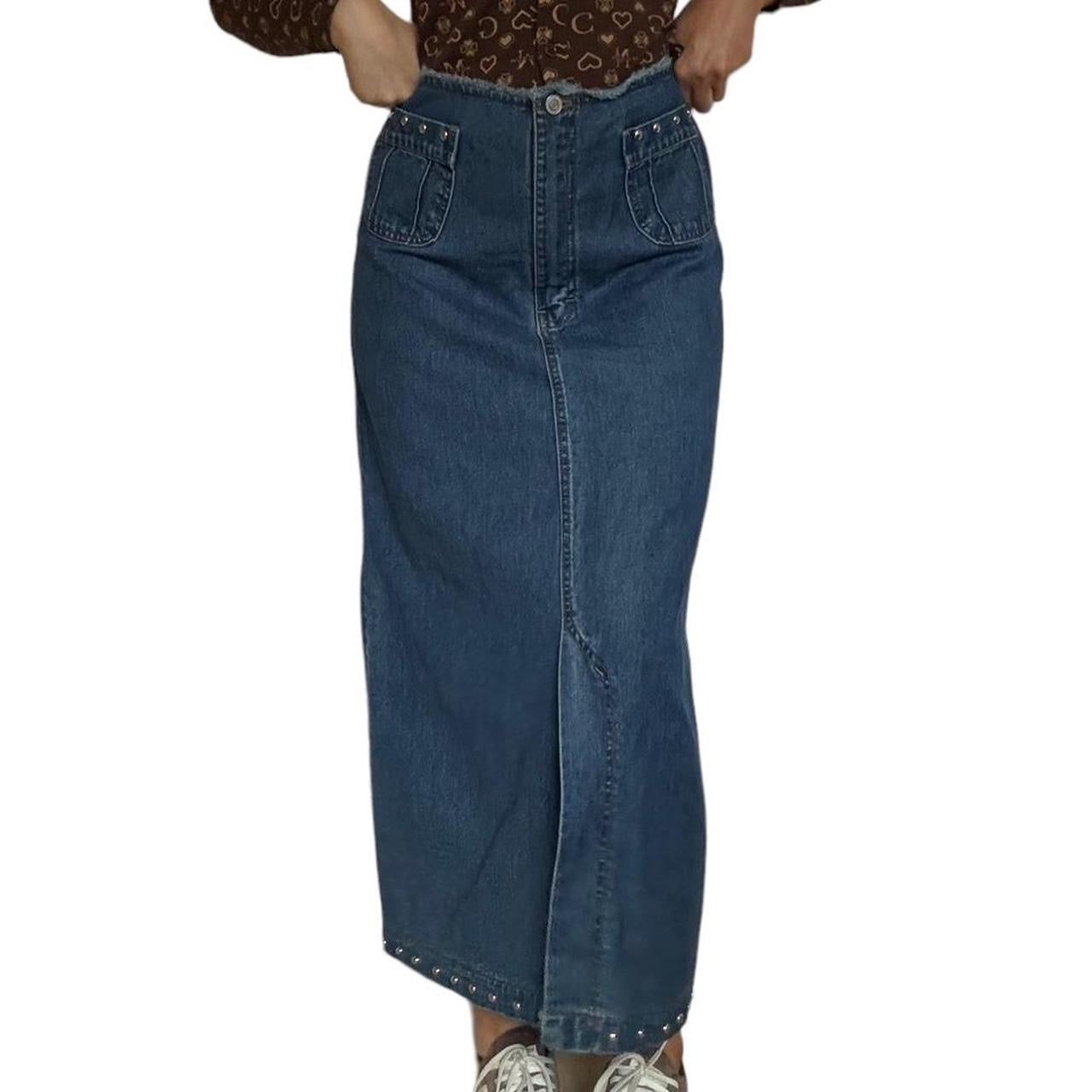 00s denim maxi skirt w34