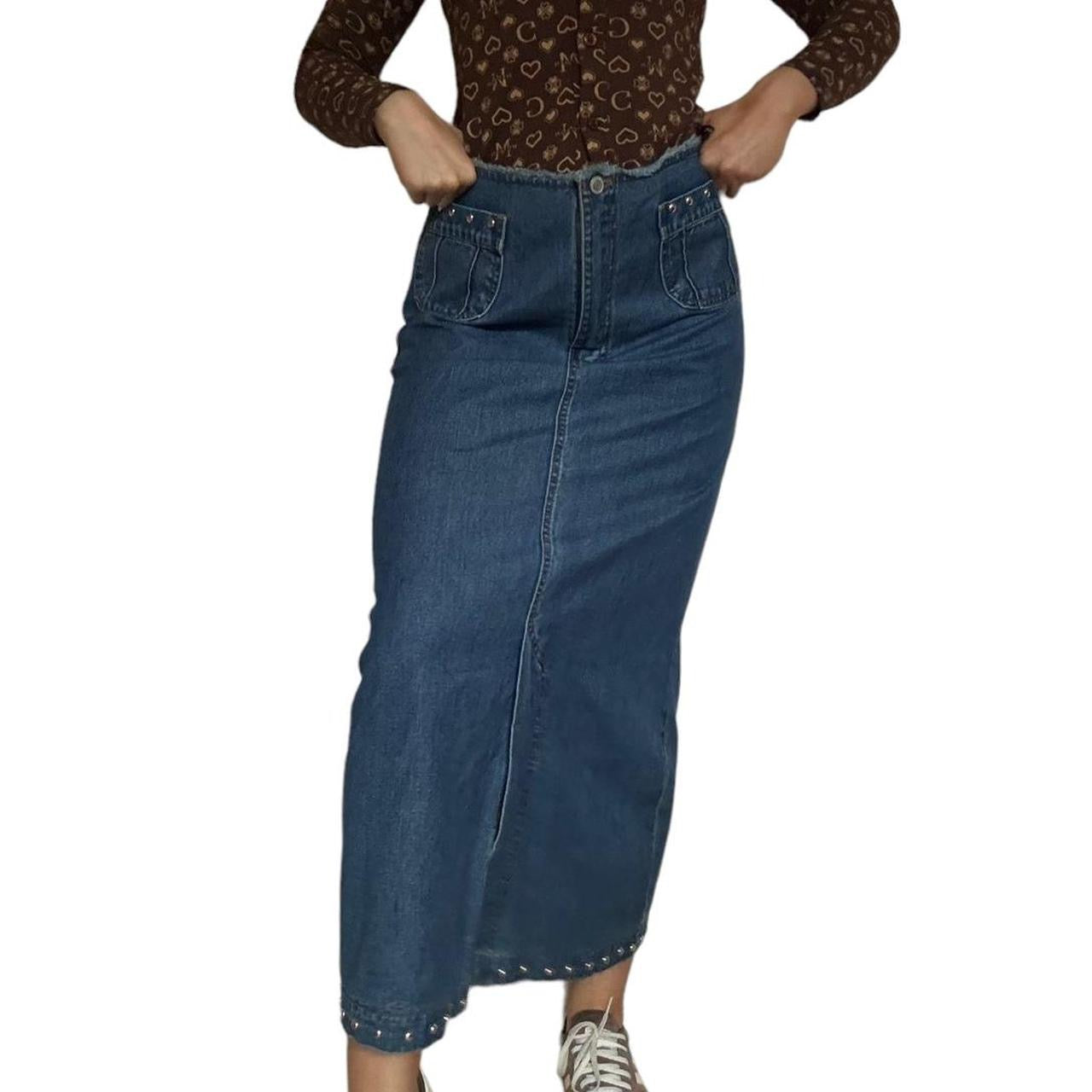 00s denim maxi skirt w34