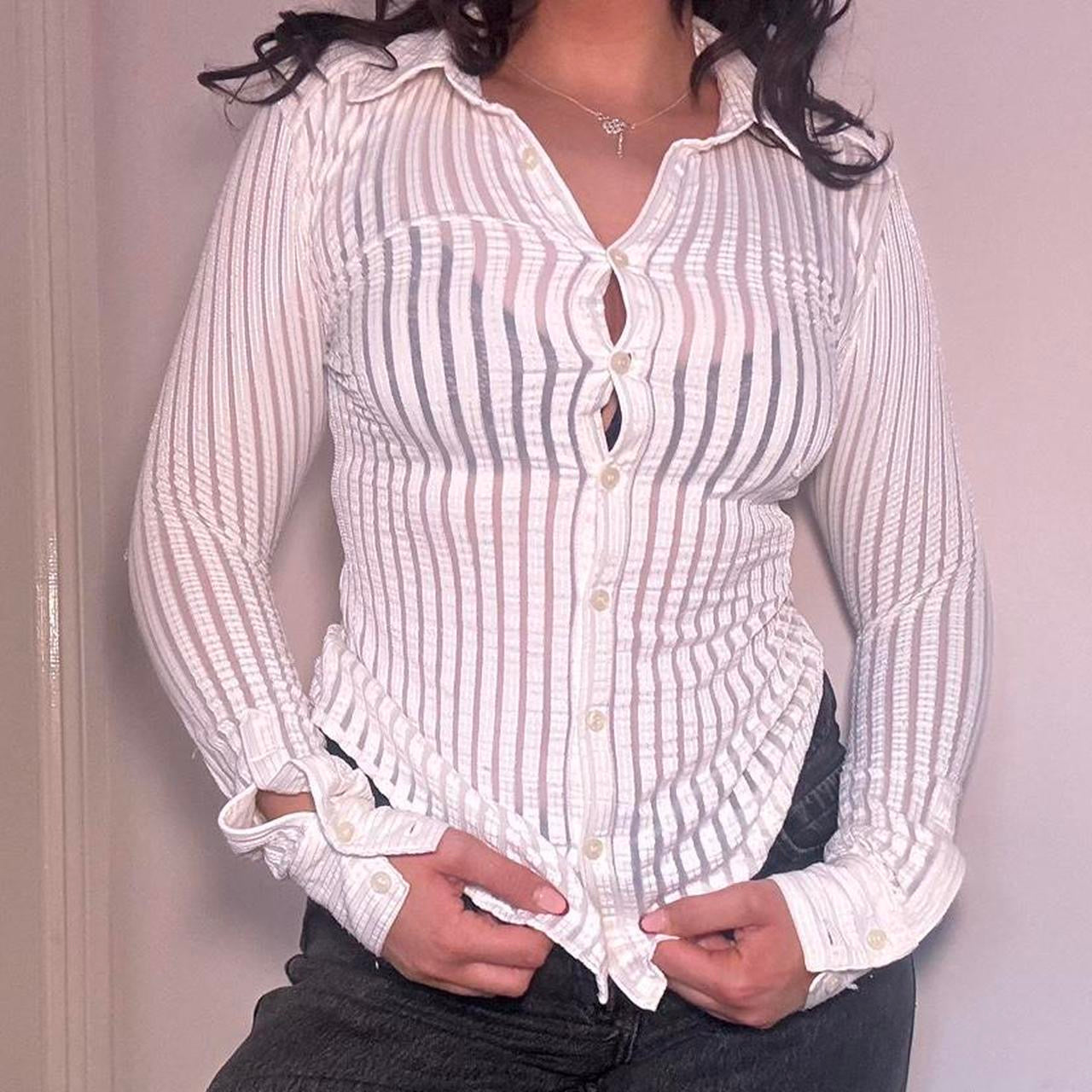 00s semi sheer shirt M