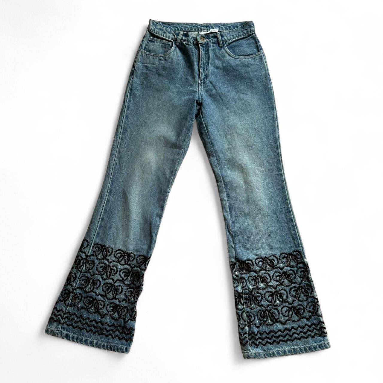 00s beaded flared jeans w30