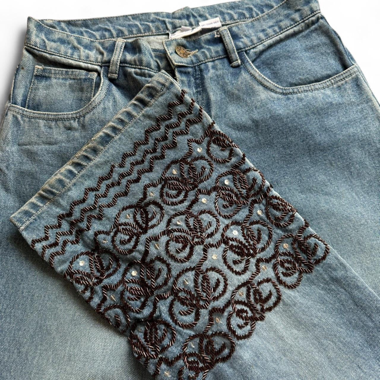 00s beaded flared jeans w30