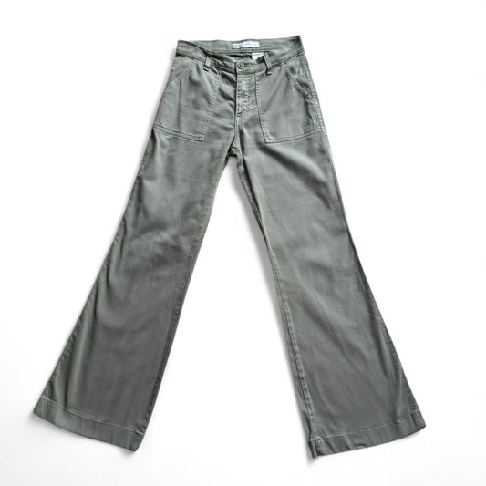 00s khaki mid rise flared trousers
