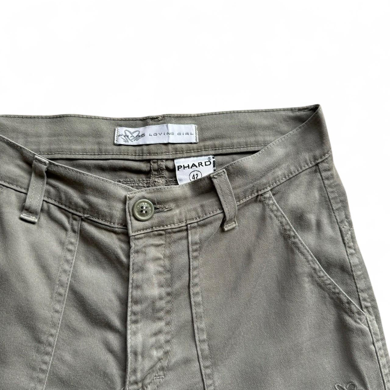 00s khaki mid rise flared trousers