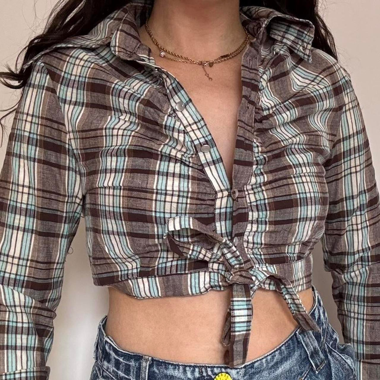 00s checked crop top S