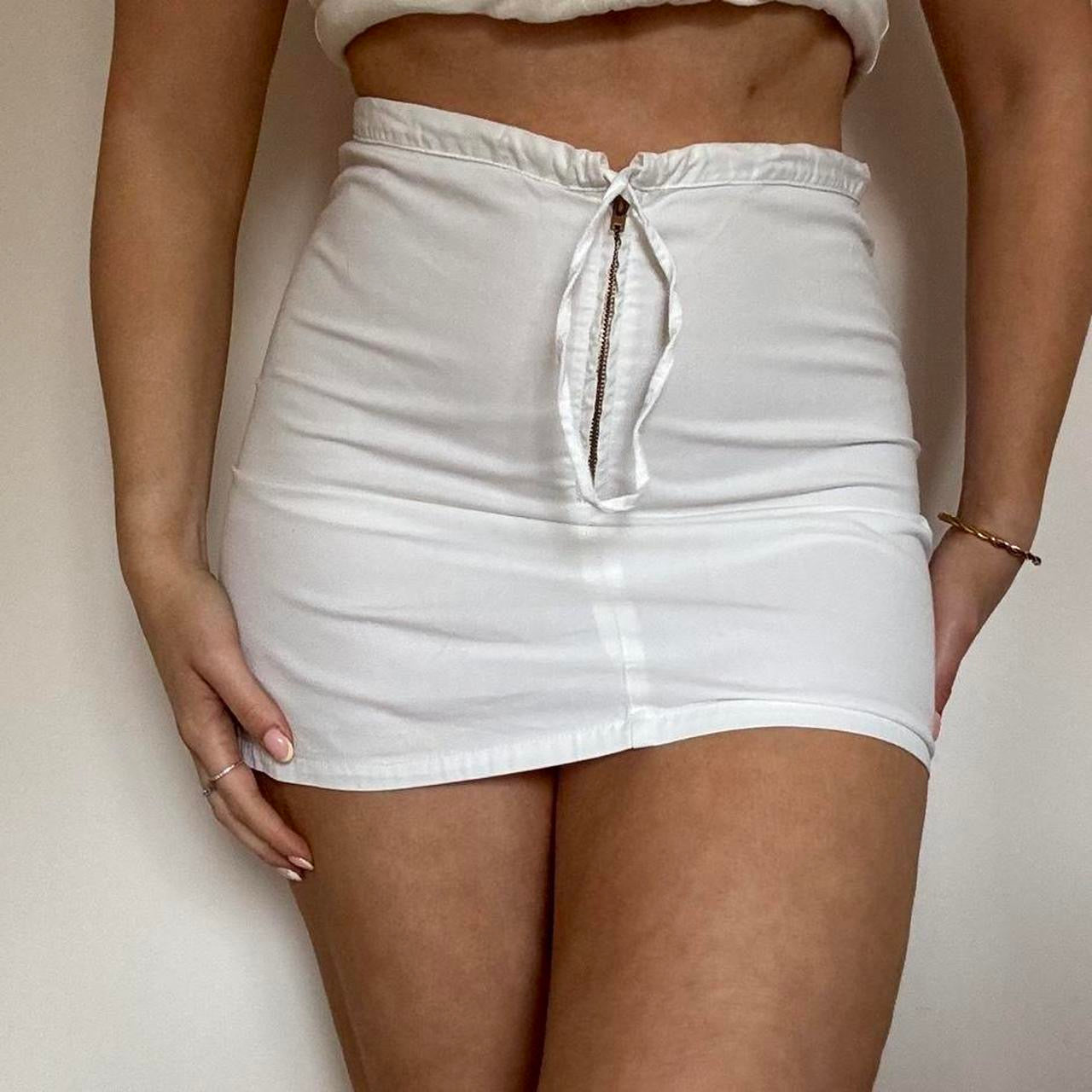 00s white mini skirt S