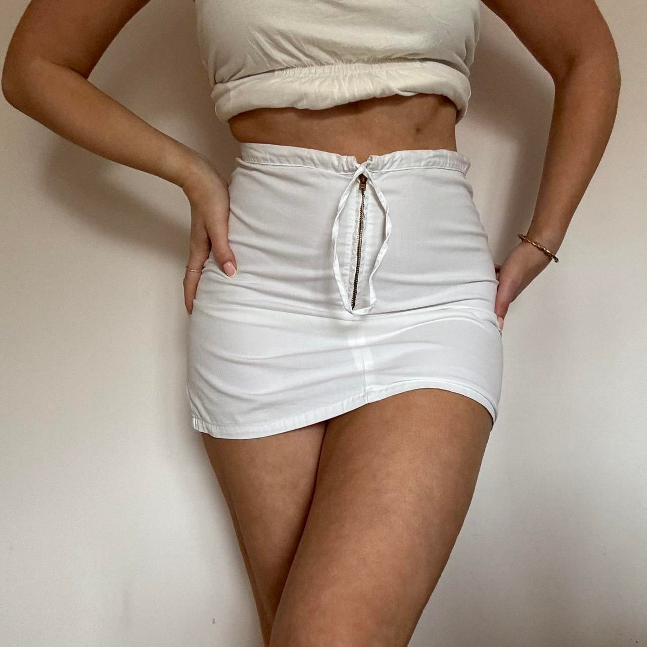 00s white mini skirt S