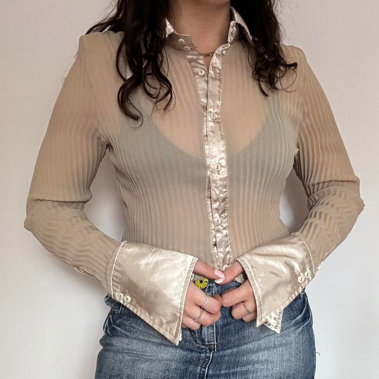 00s sheer shirt M