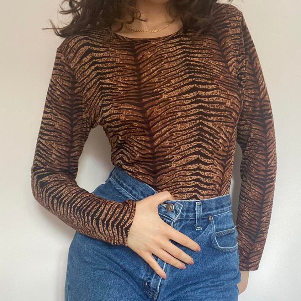 00s tiger print top medium