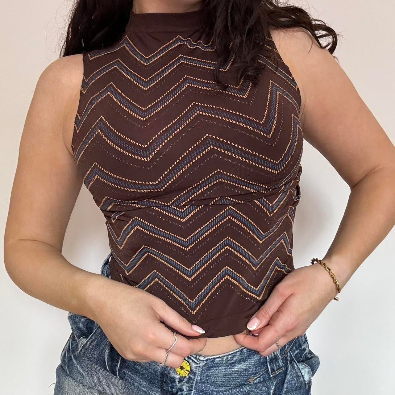 00s brown high neck top XS/S