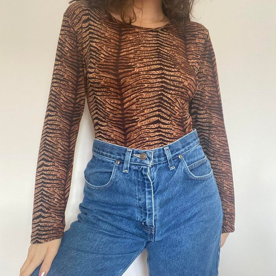 00s tiger print top medium