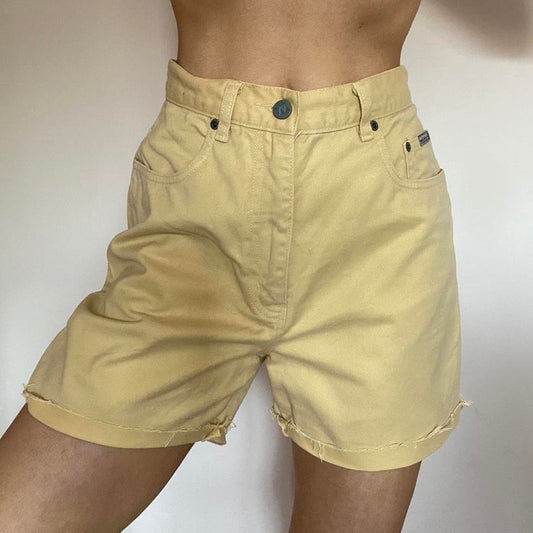Yellow 100% cotton high waisted shorts w30”