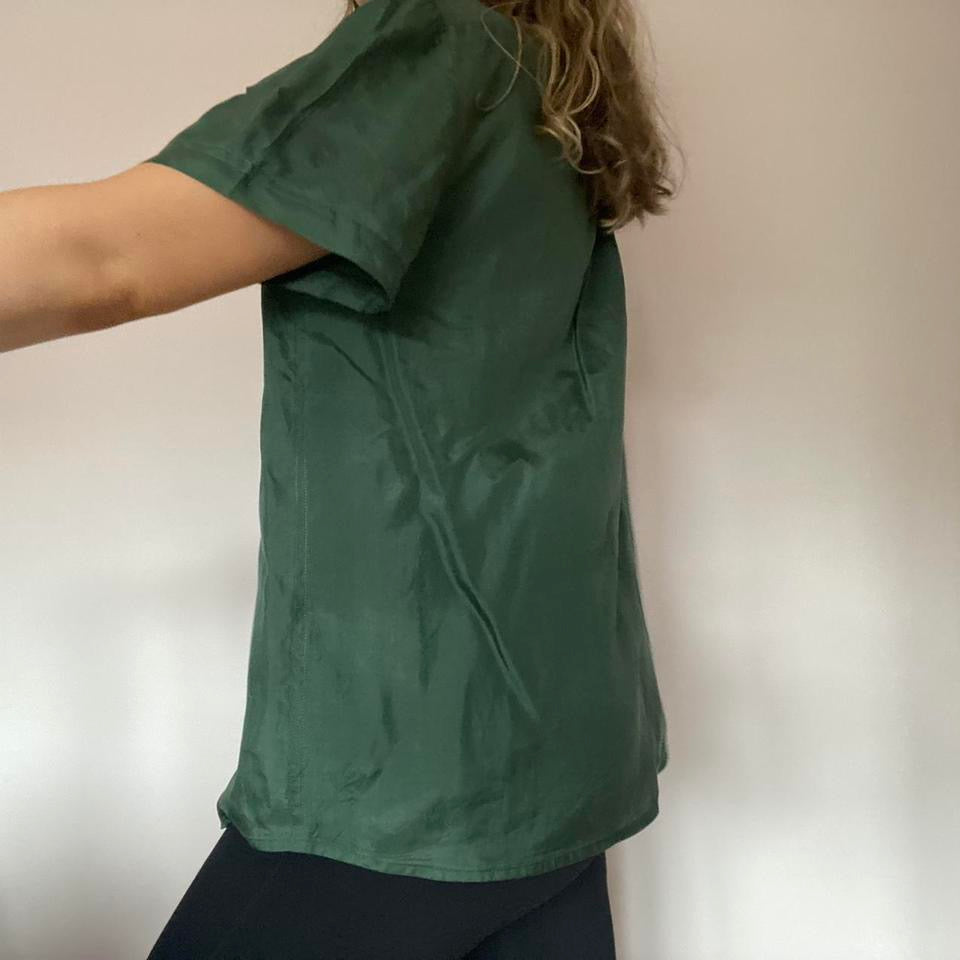 100% silk green shirt XL